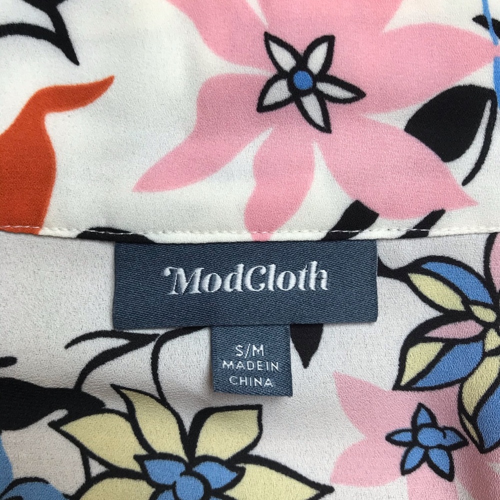 ModCloth Cream Floral Robe/Duster, EUC, S/M - Picture 4 of 12